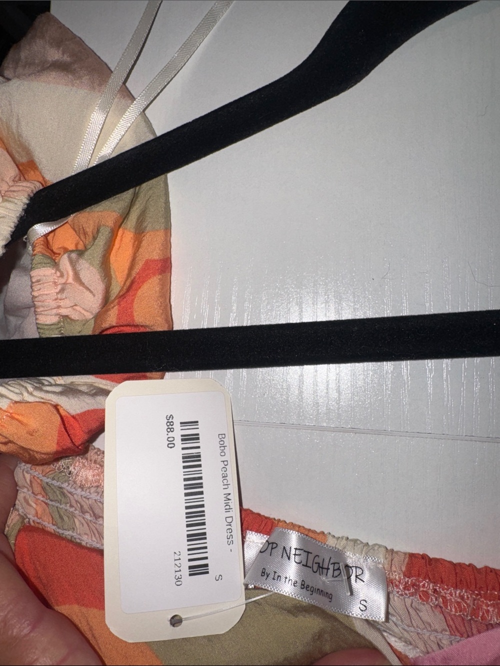 Pink & Orange Floral Midi Dress with V Neckline - Picture 5 of 7